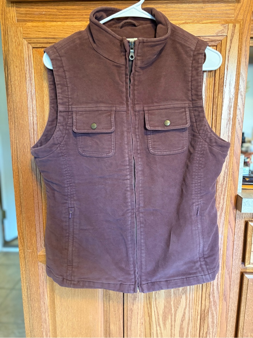 L.L. Bean Vest Maroon/Purple Plaid Inside